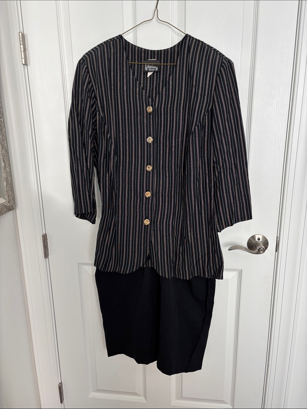 Whirlaway Frocks Black Pinstripe Blazer with Gold Buttons